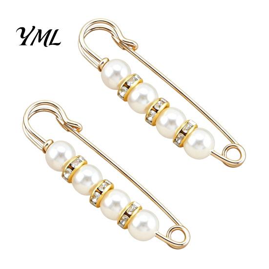 Neckline Fixation Clip 2Pcs Faux Pearl Waist Tightener for Pants, Reusable Cincher Pin Invisible Button Loose Jeans, No Sewing Waistband Skirts Jeans