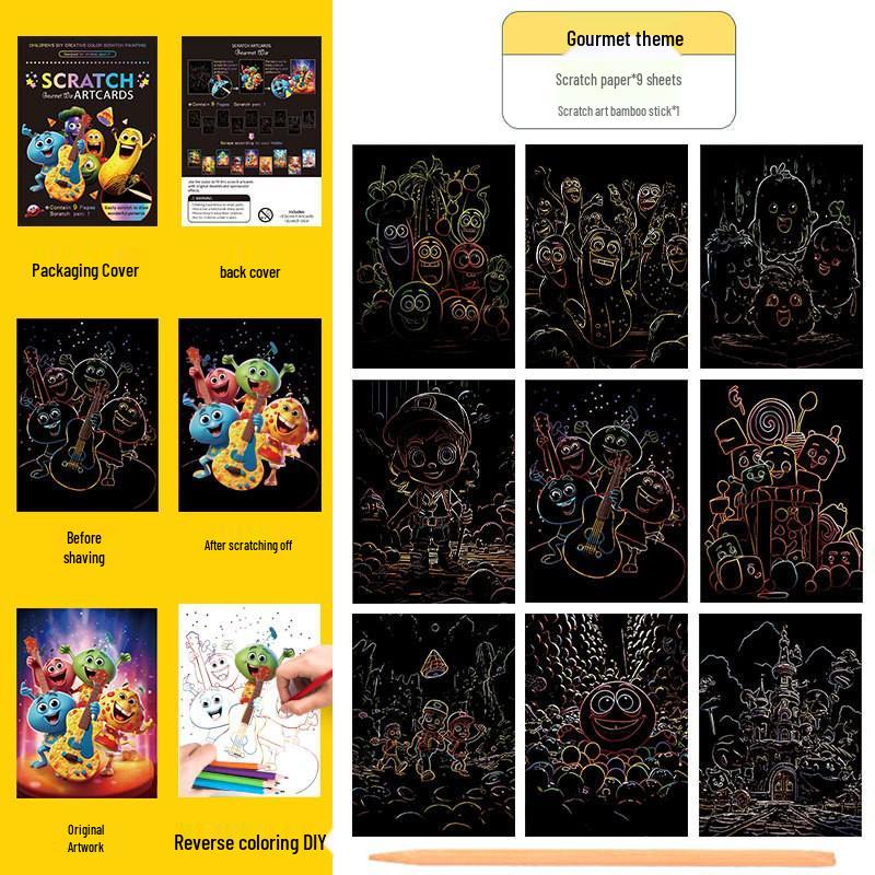 Children's Colorful DIY Scratch Art Book for Kindergarten Creativity