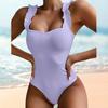 Charming Romper Swimwear Wire Free Push-up Skinny Women Solid Color Sweet Romper Swimwear Water Sports Garment