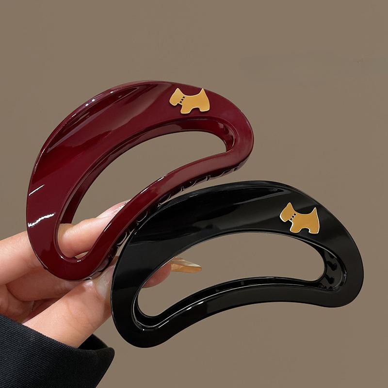 1 шт. Модный французский милый темперамент акриловый большой зажим-акула, полый овальный зажим для волос для женщин, универсальный аксессуар для волос для повседневной носки