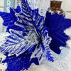 Рождественский Искусственный Цветок Блестящая Пуансеттия Украшение для Рождественской Елки для Праздничного Дома Украшение Рождественской Елки 25см Желтый