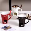 Candle Cup Cheese Chocolate Melting Ceramic Mug with Fork Chocolate Fondue Mug Creative Coffee Mug for Chocolate Cheese Candy