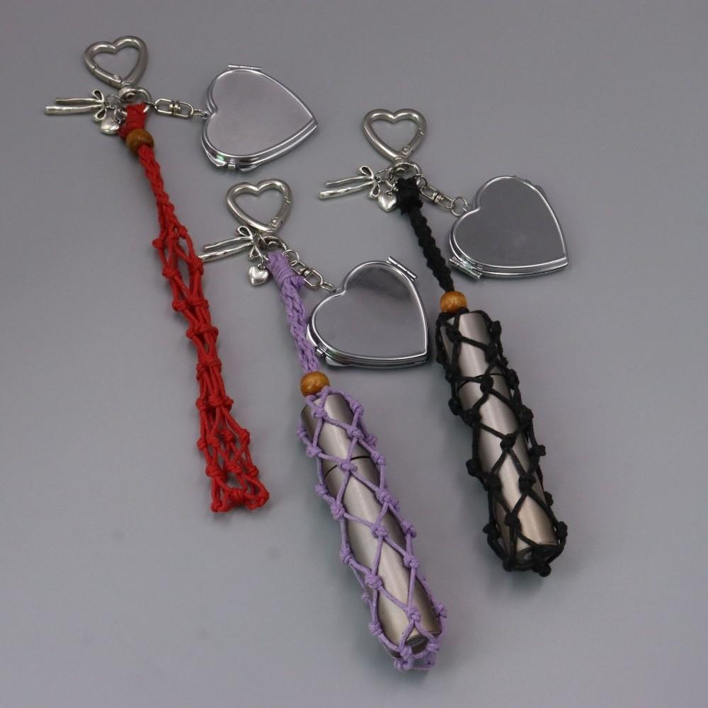Portable Net Pocket Lipstick Bag Keychain Mini Lipsalve Cover Key Ring for Gift