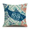 Linen Pillowcase Hand-painted Marine Cotton Linen Coral Seahorse Starfish Octopus Home Soft Furnishing Cushion Cover
