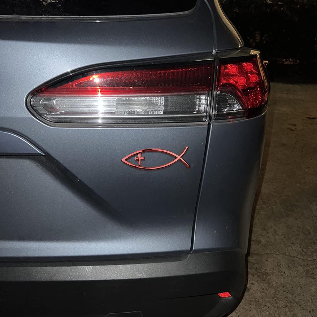 Religious Cross Car Window Stickers Waterproof Jesus Fish Badge Christian Ichthys Fish Sticker for Laptops Refrigerators