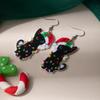 European & American Style Cute Kitten Christmas Earrings: Colorful Hat & Lights Acrylic Dangle Earrings