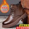 Martin Boots Men's New Winter Velvet Thickened Warm Men's High-top Cotton Shoes Soft Leather Soft Sole Outdoor Snow Boots Men