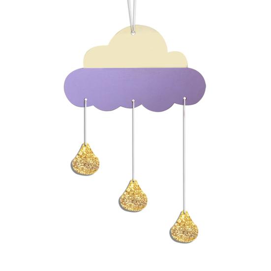Nordic Style Wooden Hanging Decoration Cloud Glitter Water Drop Kids Room Decor