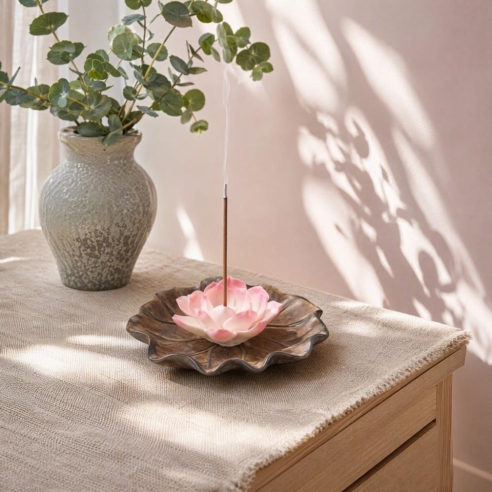 Ceramics Lotus Incense Burner Sleep Aid Lotus Incense Stick Lotus Censer Holder Aromatherapy