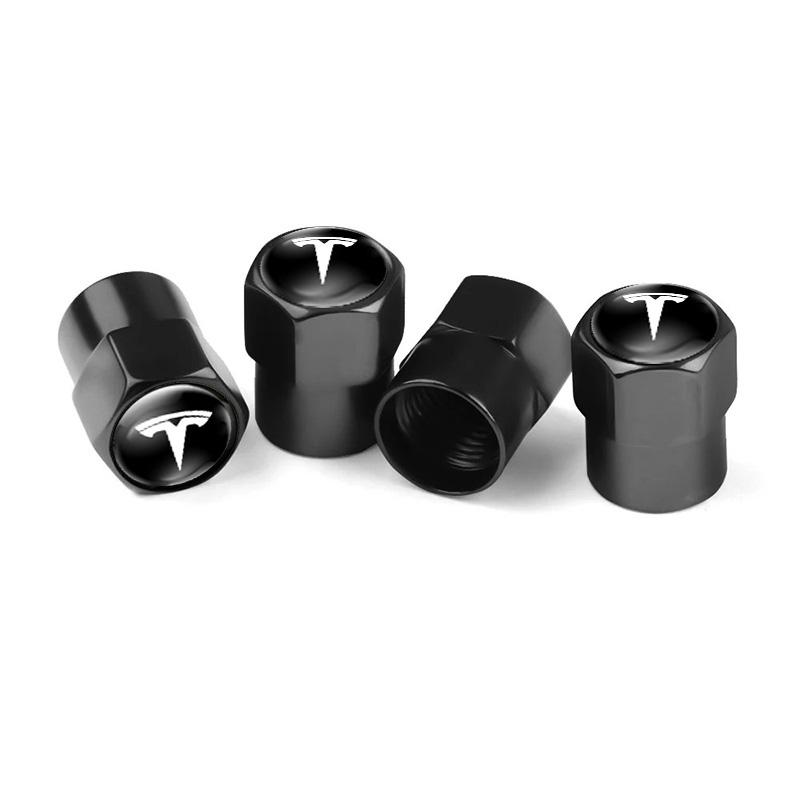 4Pc/set Car Styling 3D Wheel Tire Valve Stem Caps Auto Accessories For Tesla Model 3 Model S Model X Model Y Cybertruck Roadster