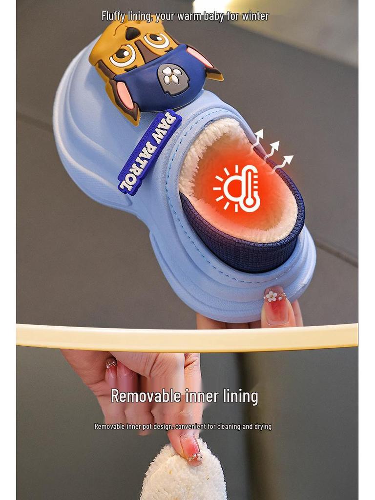 Paw Patrol Boys' Winter Non-Slip Cotton Slippers with Cartoon Design