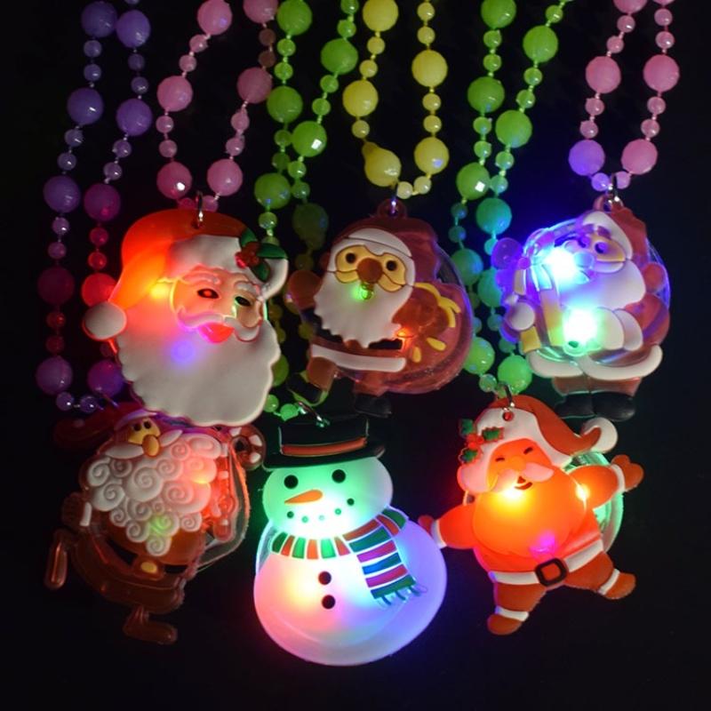 12-120PCS Halloween Christmas Glow Necklace Bracelet Scary Glitter Pendant Light Up Props Kids Party Favors Holiday Decoration