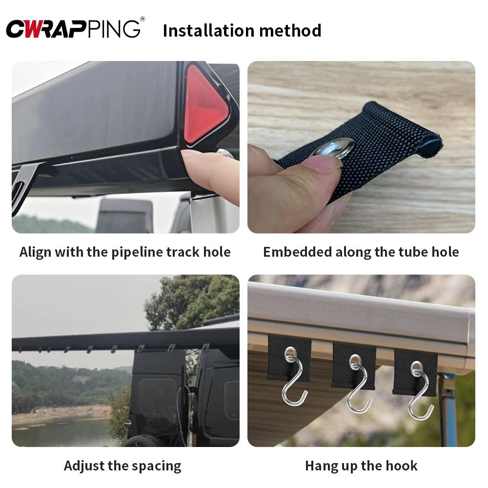 4 шт. S-образные крючки-клипсы для кемпингового тента, вешалки для палатки для автодома, вешалки для фонарей с отверстиями, караван-кемпер для дома, автоаксессуары