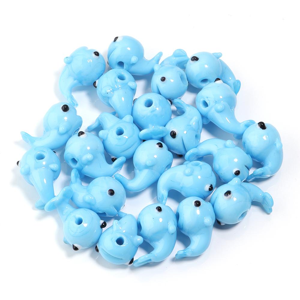 2-10pcs Colored Lampwork Beads Cartoon Crabs Shrimp Fish Animal Shapes Loose Beads For DIY Craft Jewelry Necklace Accessories