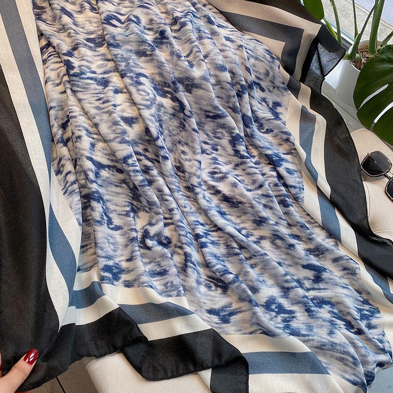 Универсальный хлопково-льняной клетчатый солнцезащитный дорожный платок-шаль - Большой 130 квадратный