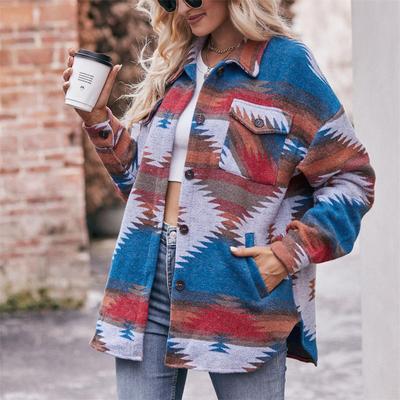 Геометрический свободный женский пиджак с длинными рукавами и лацканами, рубашка