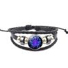 Unisex Snap Bracelet Weaving Fashion 12 Constellation Bead Leather Charm Couple Bangles Gifts