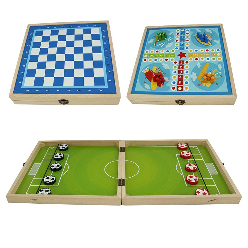 Популярная игра с шайбами Sling Puck, Шахматы, Лудо, Деревянная складная доска, Многофункциональный игровой набор для детей