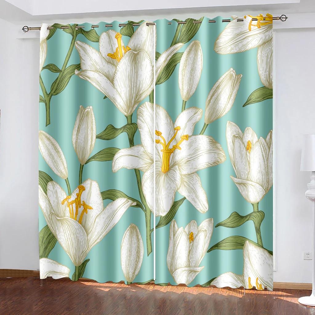 Цветочные лилии, цветник, розовые затемняющие шторы для спальни, гостиной, ванной, кухни, двери, высокое затемнение, новый узор