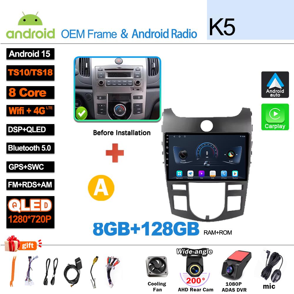 Android 16 Car Stereo Radio For KIA Forte Cerato 2008-2014 Multimedia Video Player Carplay Auto Navigation GPS DVD Head Unit BT