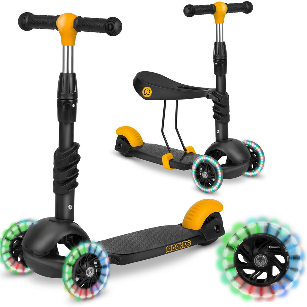 Ricokids Cubi Three-wheeled Scooter - Black and Orange