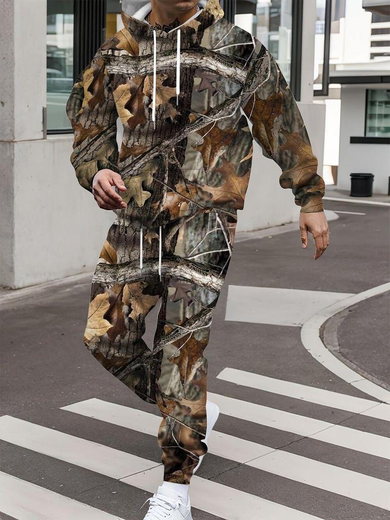 Мужской комплект из толстовке с капюшоном и спортивных штанов в стиле хип-хоп с 3D-цифровым принтом - мода осень/зима
