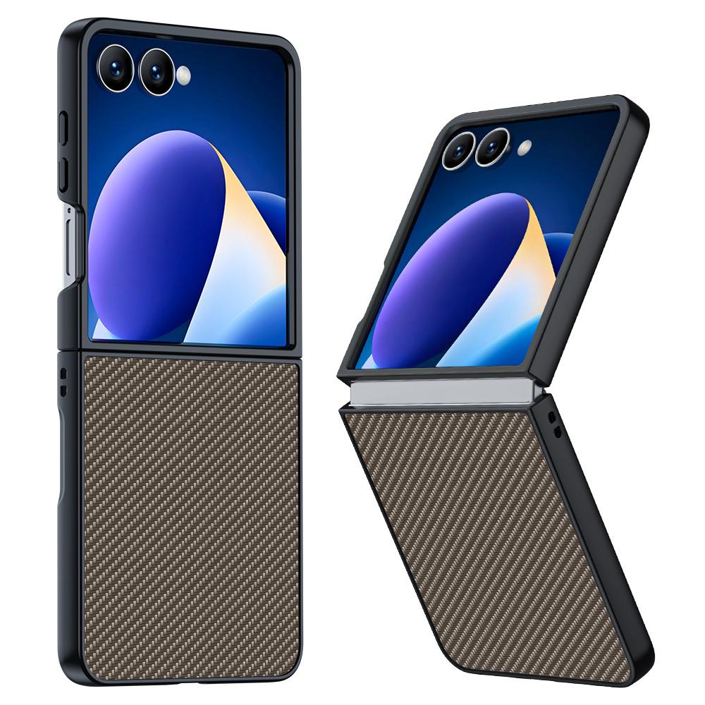 For Samsung Galaxy Z Flip7 5G Case Carbon Fiber Texture Leather + PC Anti-Drop Folding Phone Cover