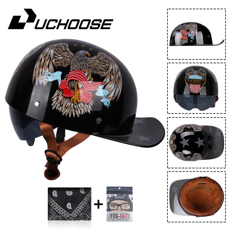 Uchoose бейсбольная кепка, мотоциклетный винтажный ретро-шлем, летние шлемы с открытым лицом, скутер, круизер, чоппер, гангстер, DS, для мужчин, женщин, детей