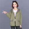 Women's Spring and Autumn Plus Size Hundred Windbreaker Hooded Zipper Paragraph Short Workwear Jacket