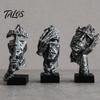Talos Набор из 3 абстрактных молчаливых статуэток-фигур, Минималистичный арт-декор для стола с позами «Палец к губам», «Закрытые глаза» и «Подбородок на руке», Статуэтки из смолы для гостиной