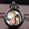 Spy X Family Anime Glass Dome Quartz Pocket Watch Arabic Dial Vintage Pendant Necklace Chain Gifts for Men Women Girls Boys