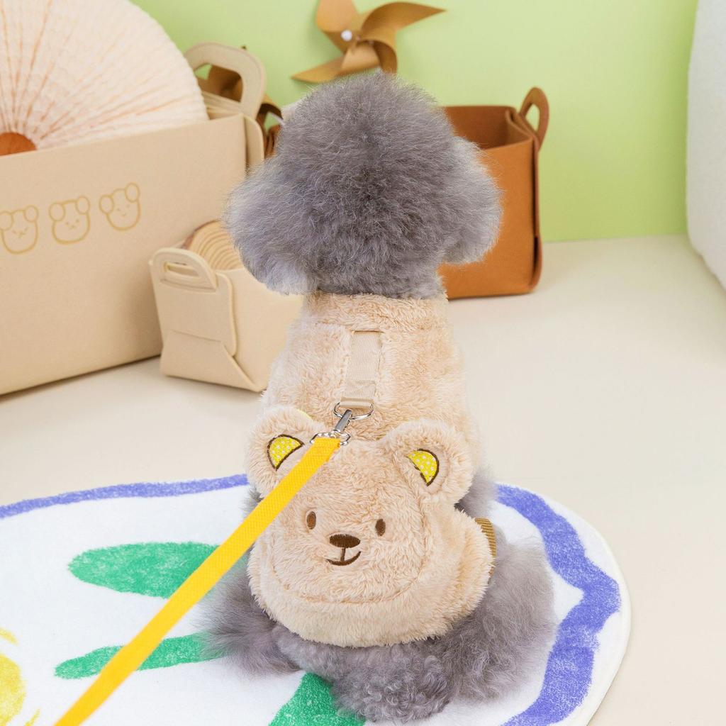 Комбинезон для щенков с дизайном медведя, зимняя теплая одежда для собак для маленьких собак