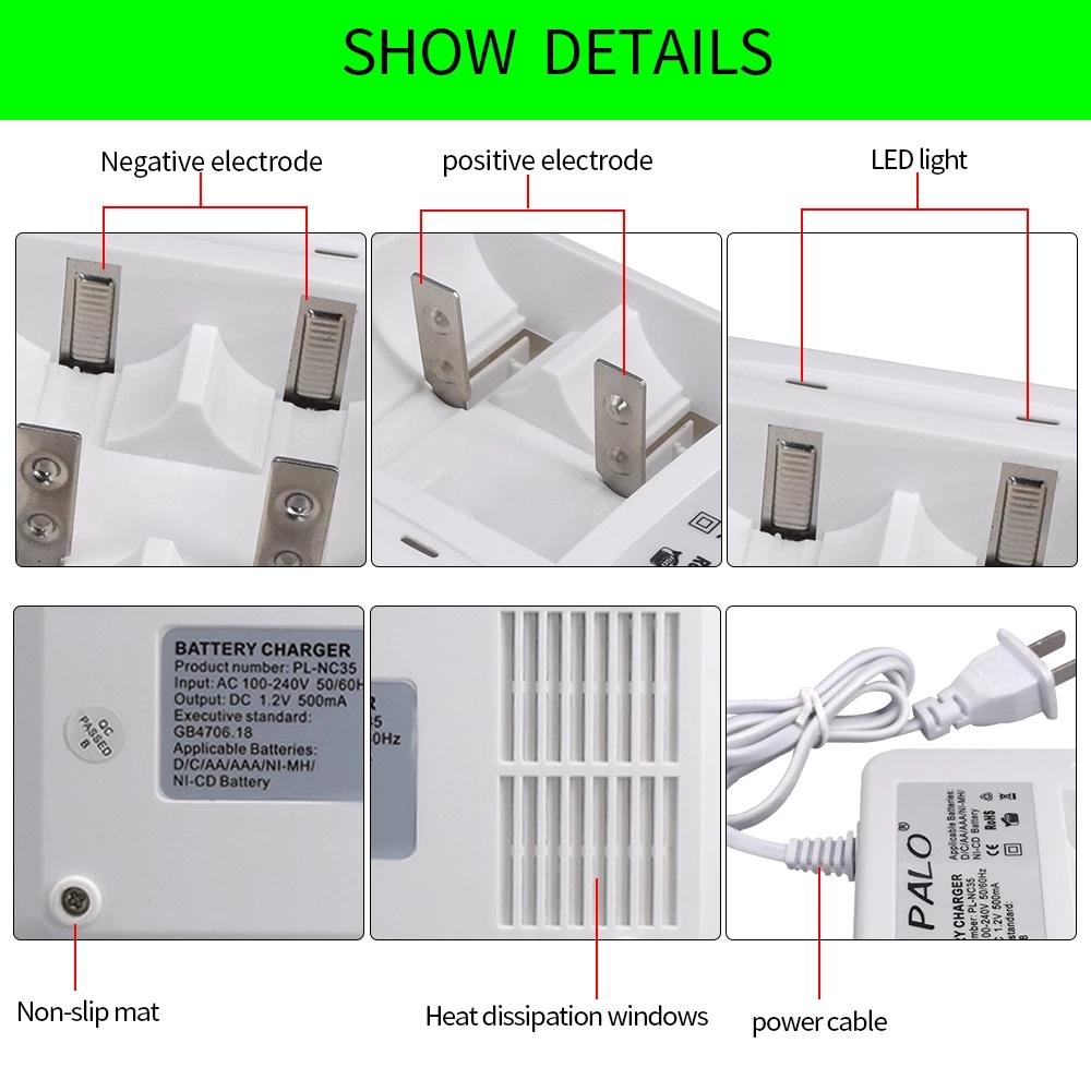 PALO Новое зарядное устройство, высококачественное умное быстрое светодиодное зарядное устройство для 1,2 В Ni-CD Ni-MH AA AAA CD-размера перезаряжаемых батарей