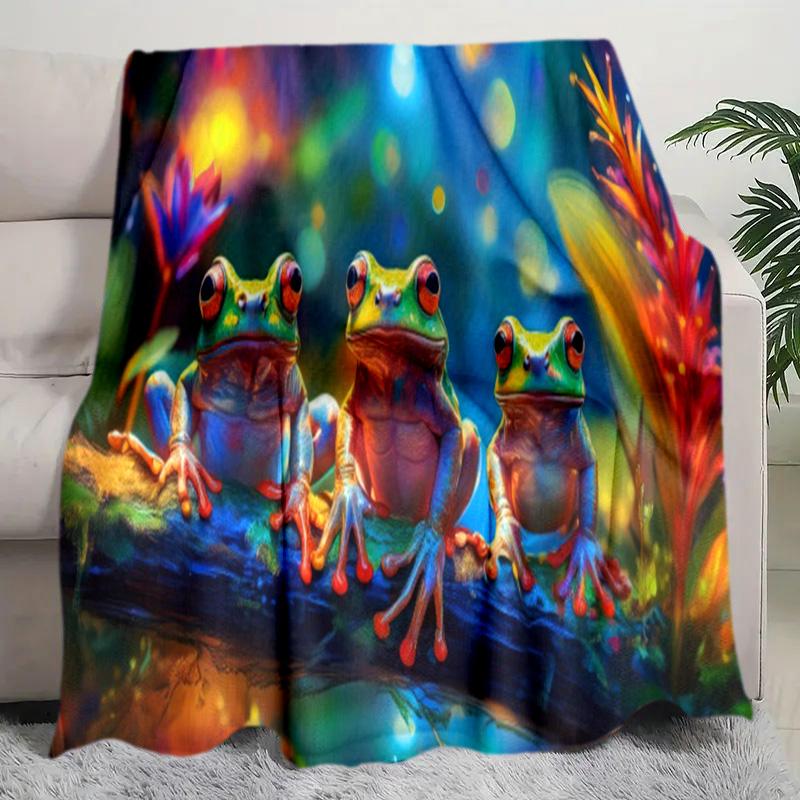 Frog Plush Blanket Suitable All Seasons Soft Comfortable Sofa Office Nap Travel Birthday Gift Christmas Present