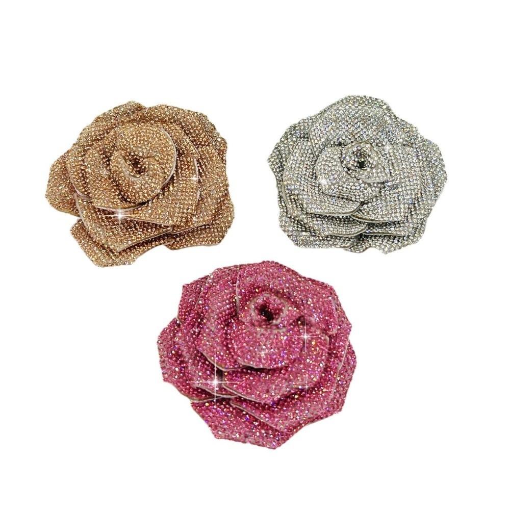 3D Rose Flower Brooch Fabrics Sparkling Rose Brooch Fabrics New Sew-On Applique Sewing Supplies
