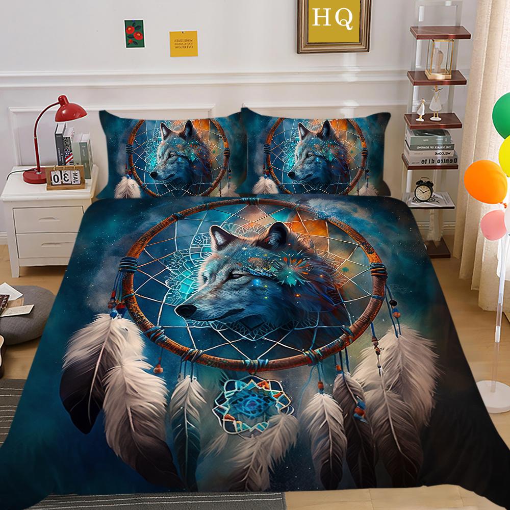 Домашнее постельное белье с принтом волка, комплект постельного белья из микрофибры королевского размера, мужской мягкий домашний текстиль высокого качества