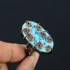 Tibetan Turquoise Handmade Copper Wire Wrap Jewelry Ring Size 6.5 K3t81