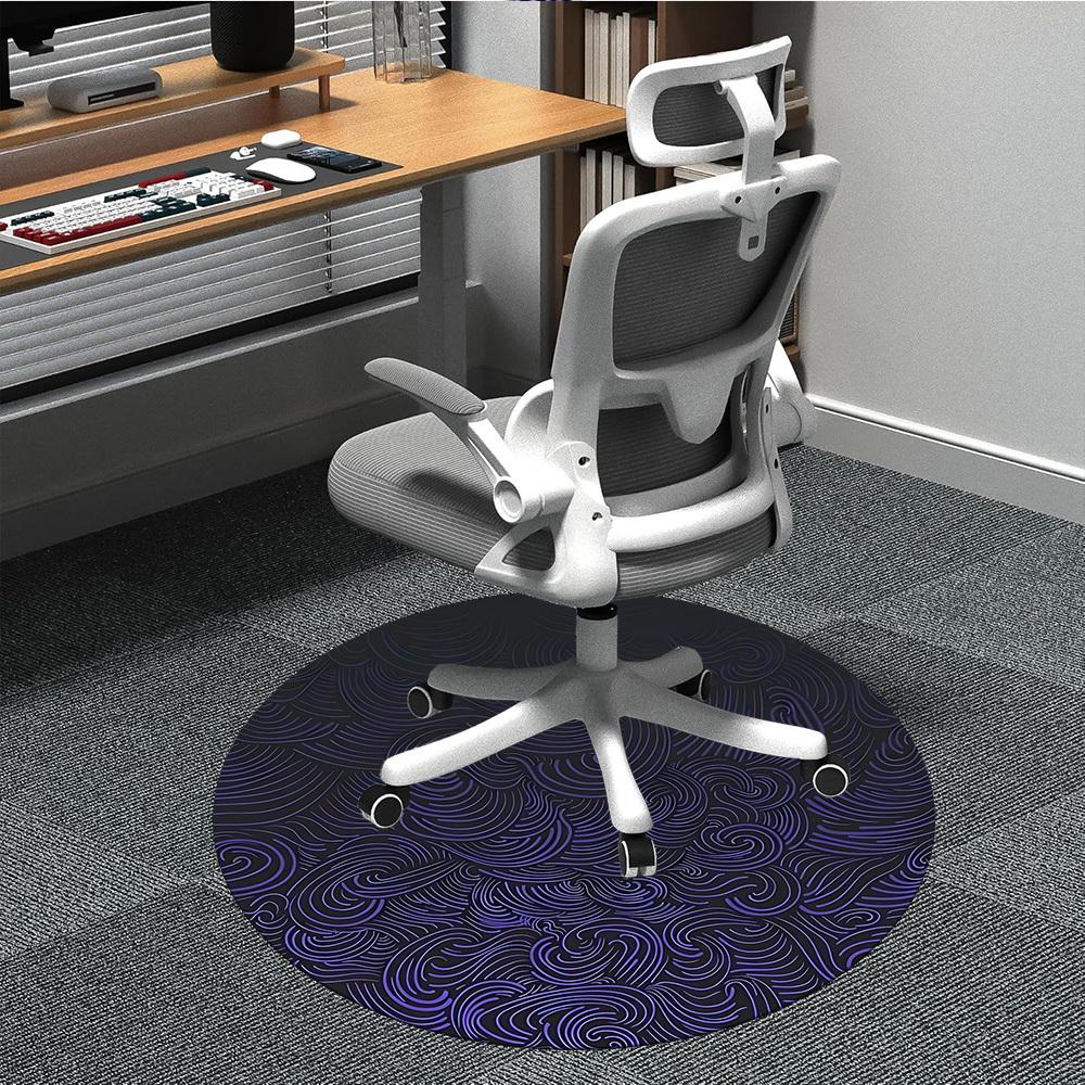 1pc Wave Swirls Office Round Area Rug, Mat Suitable For Office, Under Office Chairs Bedroom Living Room Home Decor, Room Deco