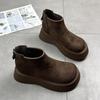 Flats Platform Suede Ankle Boots Winter Snow Plush Warm Cotton Shoes Mid Heels Fashion Boots Trend Goth Chelsea Botas Mujer