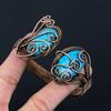 Charming Turquoise Gemstone Pure Copper Wire Wrapped Handmade Cuff/ Bangle Jewelry Adjustable