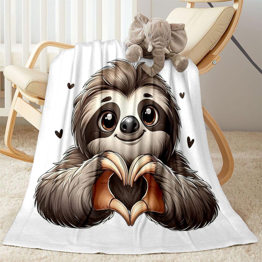 Love Sloth Heart Illustration Blankets are suitable for living rooms,making them an ideal choice for outdoor travel and gifts.