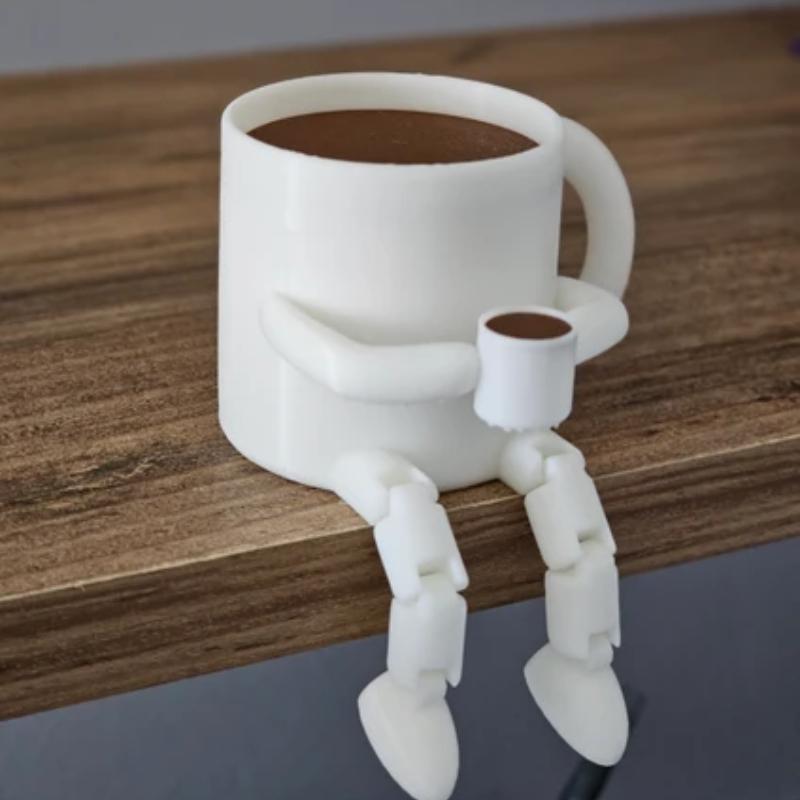 3D-печать изысканное украшение для кофейной кружки с подвижными суставами, милое коричневое украшение в виде кофейного зерна, подходит для декора кофейни, гостиной
