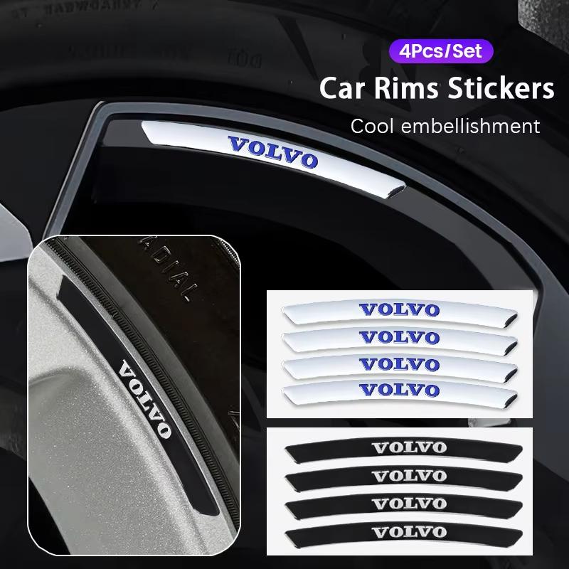 4pcs Car Wheel Rim Stickers Auto Tire Emblem Decor Decal Accessories For Volvo S60 S80 S90 C30 XC40 XC60 XC70 XC90 V40 V60 V90