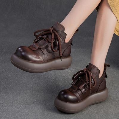 Модные плоские туфли на платформе, женские ботильоны до щиколотки на шнуровке, дизайнерская обувь для платья и спорта, женские короткие ботинки 2025, новая зимняя коллекция Botas De Mujer