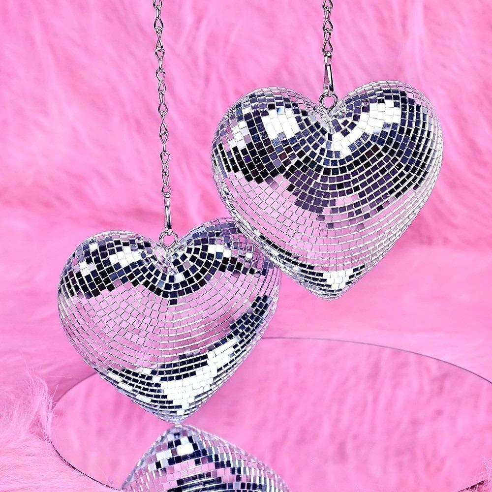 Lightweight Disco Ball Decorations Heart-Shaped Christmas Party Decorations Keys Chain