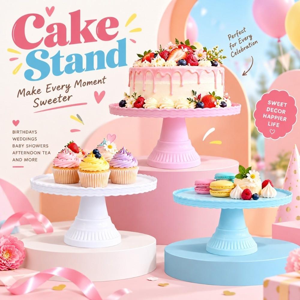 Round Shape Cake Stand Ribbed Texture Cake Plate Stand Classic Pastry Stand Home Kitchen Use