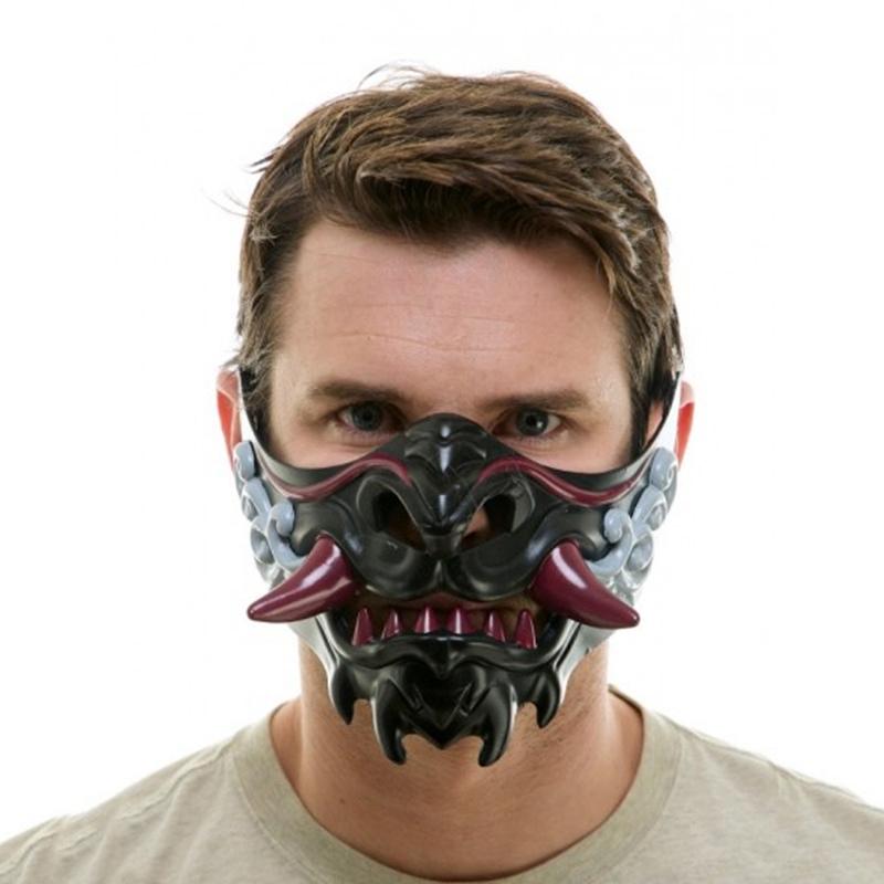 Половина лица Красная маска Праджняпарамиты Хэллоуин Злой Дьявол праздничная маска Игрушка Демон Самурай Маскарадная одежда для вечеринки Аксессуары