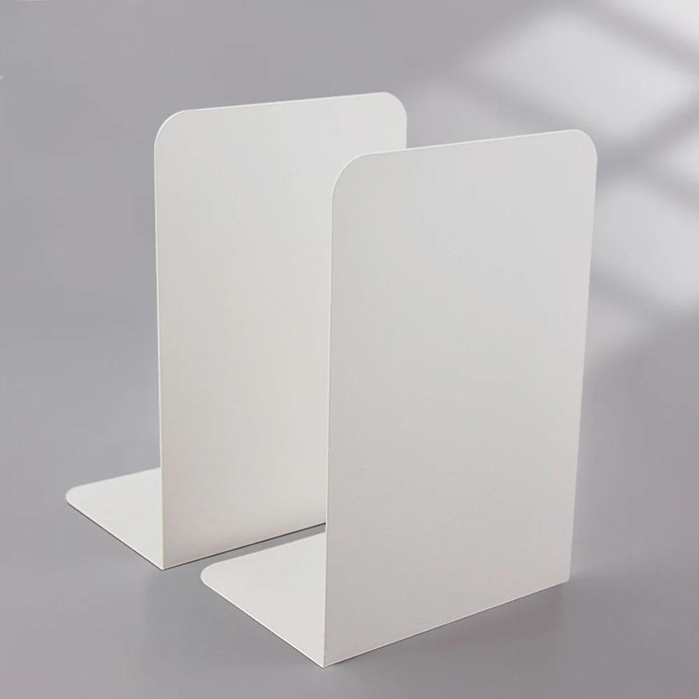 2pcs Durable L-shaped Metal Bookends INS Simple Book Holder Desk Stand for School Office Student