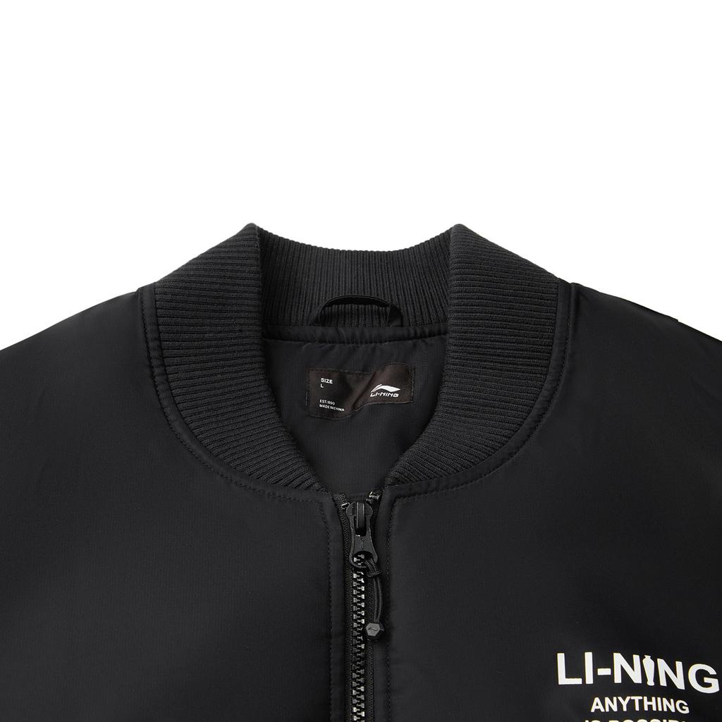 Li Ning Sports Lifestyle Series Letter Baseball Воротник Молния Зимняя Повседневная Универсальная Короткая Хлопковая Куртка Мужская Куртка Черная AJMU185-1