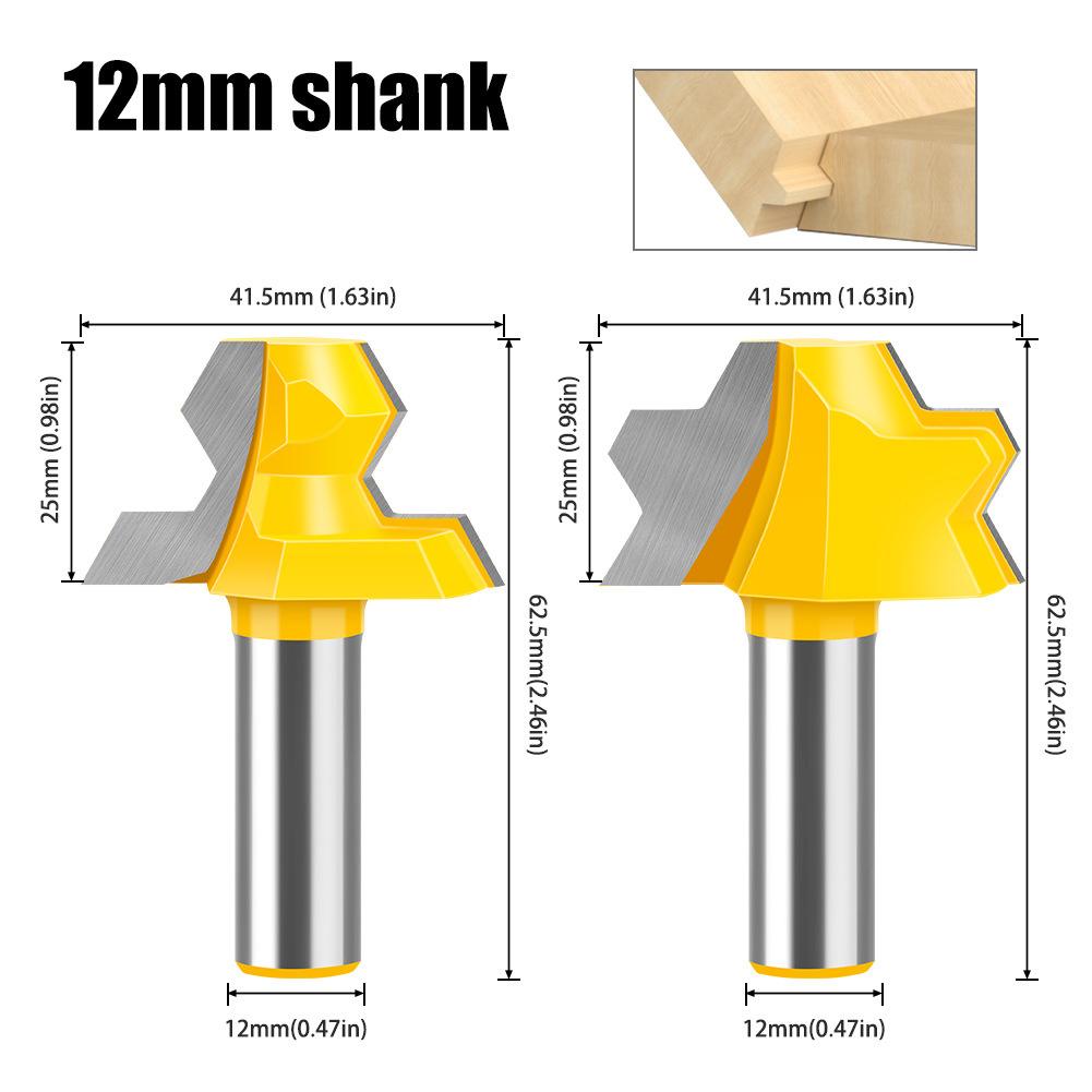Hexahedral tenon knife set Woodworking milling cutter Splicing cutter Tungsten steel plywood knife Barrel knife Regular octahedral tenon knife